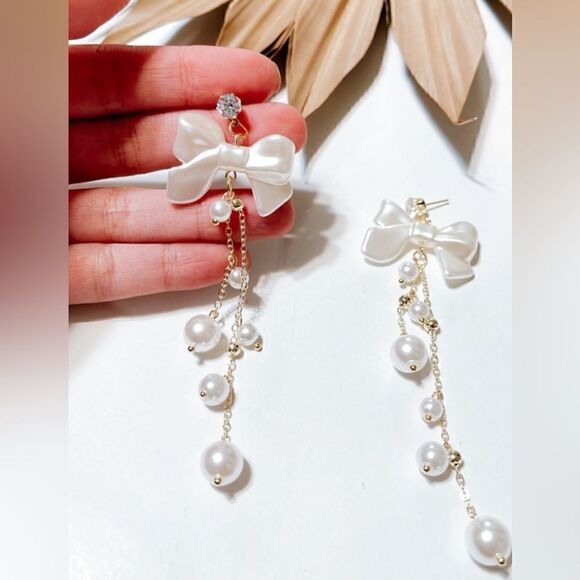 Pearl drop earrings S262 - Picture 3 of 3